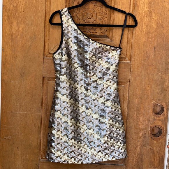 NBD the naven twins LURE sequin mini dress cocktail XS one shoulder sleeveless - Picture 3 of 10